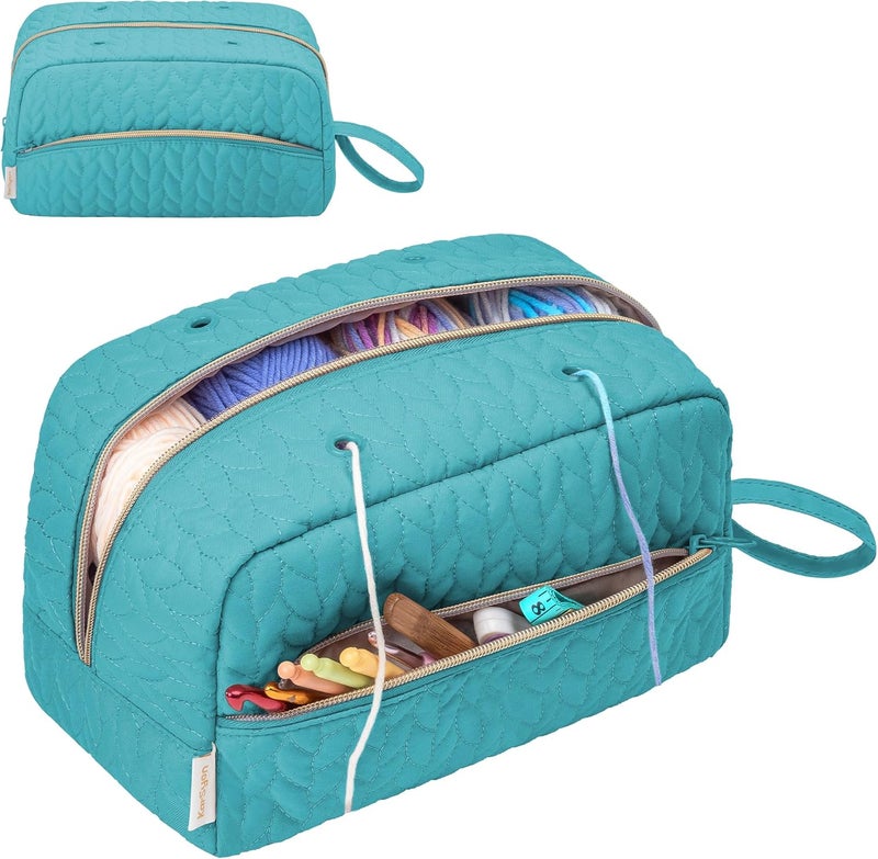 KarSyon Crochet Yarn Bag Knitting Bag Storage for Crocheting Accessories Crochet Hook Case Organizer Gift for Crochet Lovers (Teal), K3201 - Image 1
